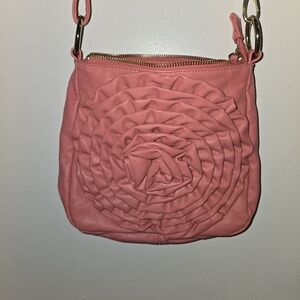 Steve Madden 3D Floral CrossBody Bag Bright Pink Ruched Flower Feminine Trendy